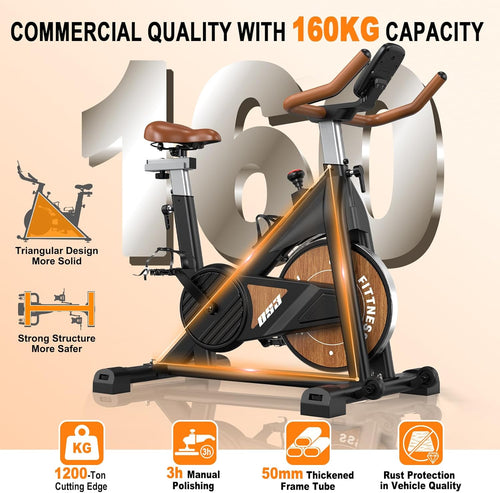 MettleMatic Vélo d'appartement ergomètre avec Bluetooth : vélo d'appartement avec résistance magnétique - Vélo de fitness d'intérieur avec écran LCD - Charge maximale : 160 kg