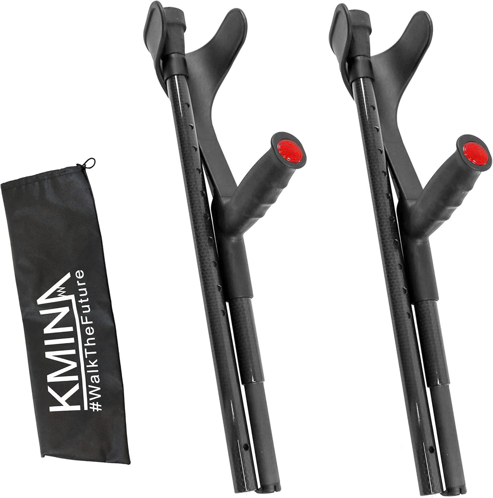 KMINA - Béquilles Pliantes Carbone (x2 Unités), Canne Anglaise, Médicales Adultes, Fibre, Légères - Made in Europe - KMINA PRO