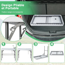 Load image into Gallery viewer, Table de Pêche Pliante avec Robinet Rotatif 360° Table Camping Portable pour Nettoyage Poisson en Acier&amp;HDPE avec Évier et Support de Grille Charge 150KG -