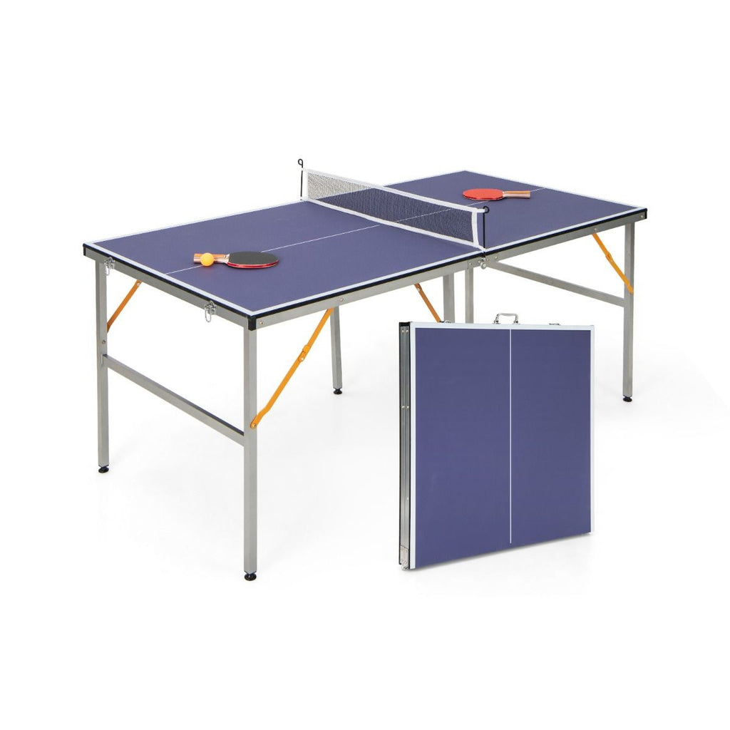 Table de Ping-Pong Pliable Peu Encombrante avec Filet Tennis de Table avec 2 Raquettes 3 Balle Pieds Réglables 180 x 90 x 76 cm -