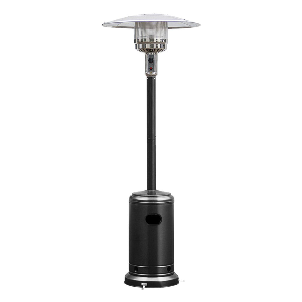Parasol Chauffage Extérieur à Gaz 13KW Réflecteur 82cm avec Dispositif de Anti-basculement Tube 2 Roues Fluide 220cm Noir -