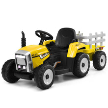 Load image into Gallery viewer, Tracteur Electrique avec Remorque pour Enfants 3 Vitesses Lumières LED Fonctions o USB et Bluetooth Jaune/Rose/Rouge/Vert/Vert Foncé/Noir -