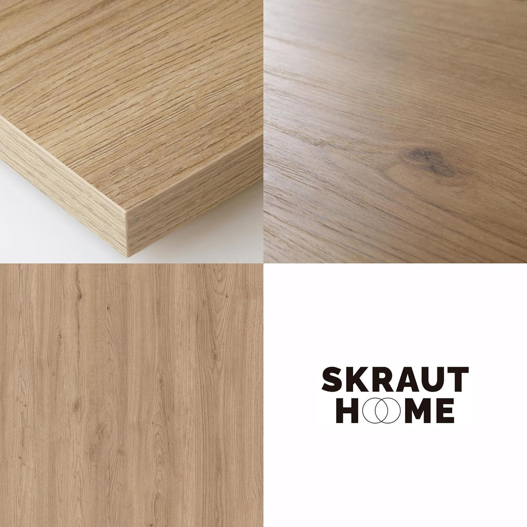 Skraut Home | Meuble TV | Banc Télé | Grand Espace de Rangement | 150x57x35cm | pour Les TV jusqu'à 65" | Cheminée électrique | Design Industriel | Style Moderne | Chêne
