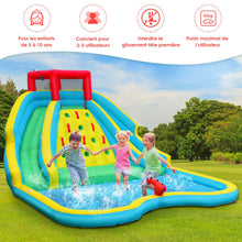 Load image into Gallery viewer, Toboggan Aquatique Gonflable 5 en 1 avec Pataugeoire Aire de Jeux Gonflable en Oxford avec Mur d'Escalade Charge 150kg pour 3-10 Ans (sans Souffleur) -