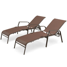 Load image into Gallery viewer, Lot de 2 Chaises longues avec Dossier Réglable Tissu Respirant Structure Robuste en Acier Charge Max 150KG -