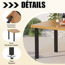 Load image into Gallery viewer, Table de Jardin 200 CM pour 8 Personnes Table Exterieur en Bois d’Acacia avec Trou de Parasol Dia.5 CM Design Latte Pieds en Métal -