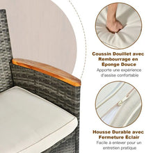 Load image into Gallery viewer, Salon de jardin avec 1 table et 8 chaises en bois et rotin anti-uv pieds réglables et coussins imperméables inclus 20_0009211 -