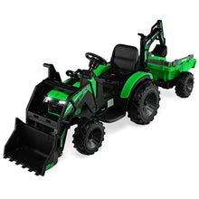 Load image into Gallery viewer, Tracteur Electrique 12 V pour Enfants 3-5 km/h Télécommande MP3 USB Vert/Jaune -