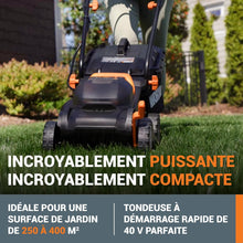 Load image into Gallery viewer, Pack Pro+ Tondeuse à Gazon 40V 460m² + Coupe-Bordures 20V + 2 Batteries 4Ah et 1 Batterie 2Ah + Chargeur Double et Chargeur Simple (Idéal pour l'Entretien du Jardin)