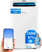 Load image into Gallery viewer, MIDEA Climatiseur Mobile Silencieux 12000 BTU avec Évacuation - Climatisation Portable Prêt à Poser 3500W - Clim Réversible Split Mobile - 4 modes avec Kit de Fenêtre et App Control