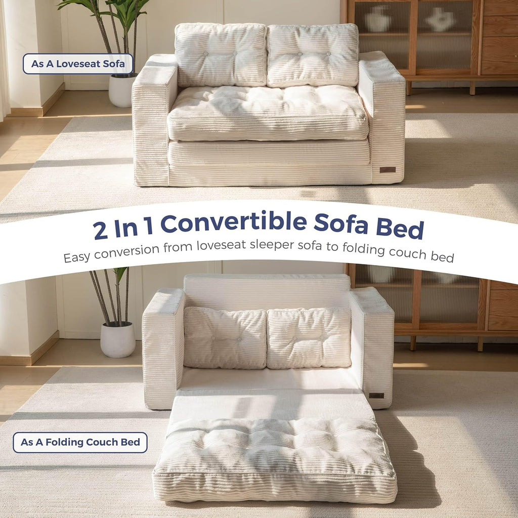 MAXYOYO Canapé-lit Convertible, Matelas Pliable Adulte Convertible Canapé-lit avec 2 Oreillers, Lit d'Appoint Surface de Couchage 101x196CM, Canapé pour Salon, Chambre à Coucher