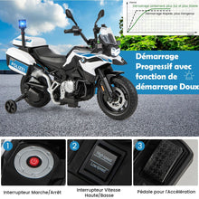 Load image into Gallery viewer, Moto lectrique 12V/7AH pour Enfants 6km/h Modle Policier avec Klaxon Musique Sirne Phares pour 3-8 Ans -