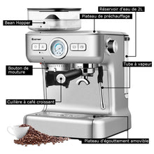 Load image into Gallery viewer, Machine à Café Automatique avec Broyeur à Grains 1350W 30 Niveaux de Poudre de Café Réglables Température Réglable -