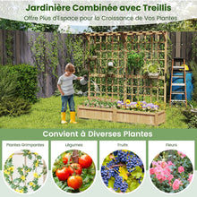 Load image into Gallery viewer, Jardinire avec 2 Treillis 2 Bacs Toit Suspendu en Bois Lit de Jardin Surlev avec 4 Trous de Drainage 180 x 48 x 183 cm Orange -