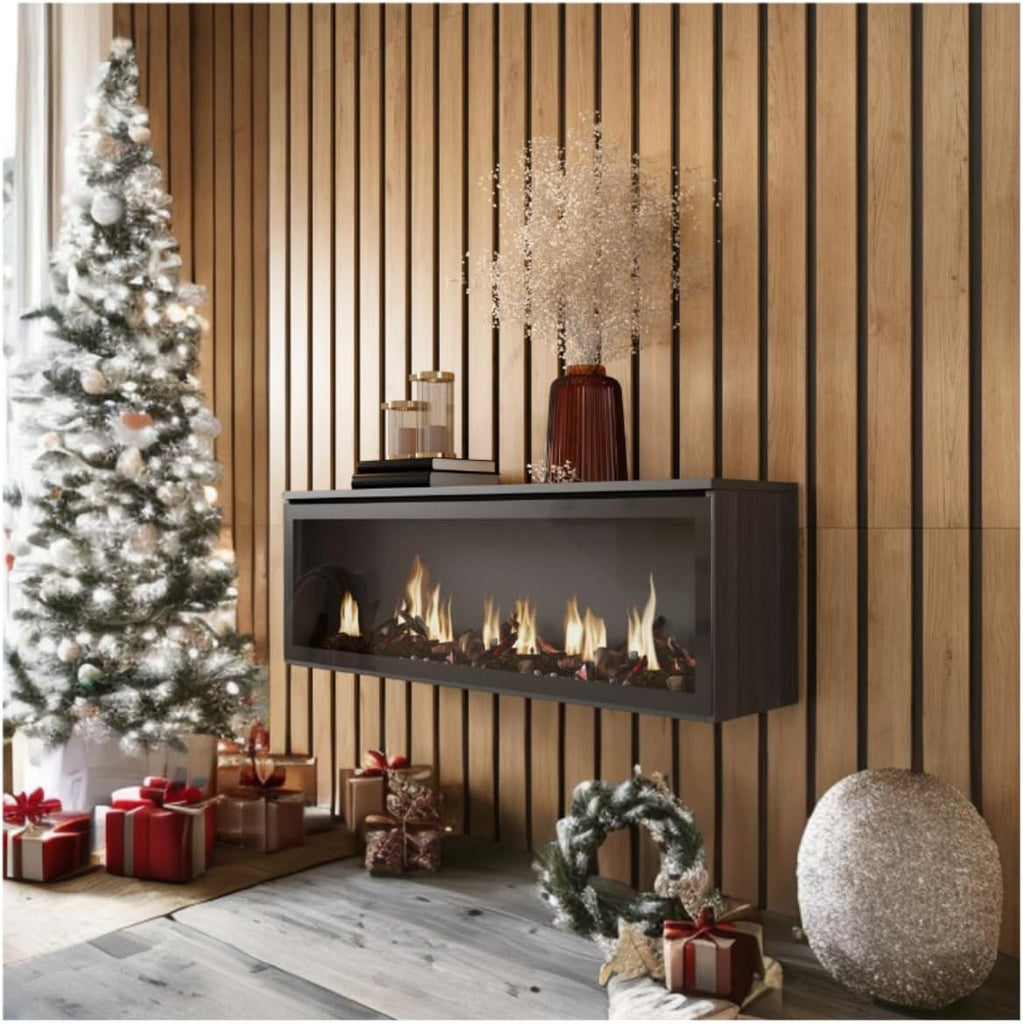 SKRAUT HOME | Cheminée électrique LED | Effet Flamme | 107x38x25cm | Salon - Salle à Manger | Décorative | Style Moderne | Noirs