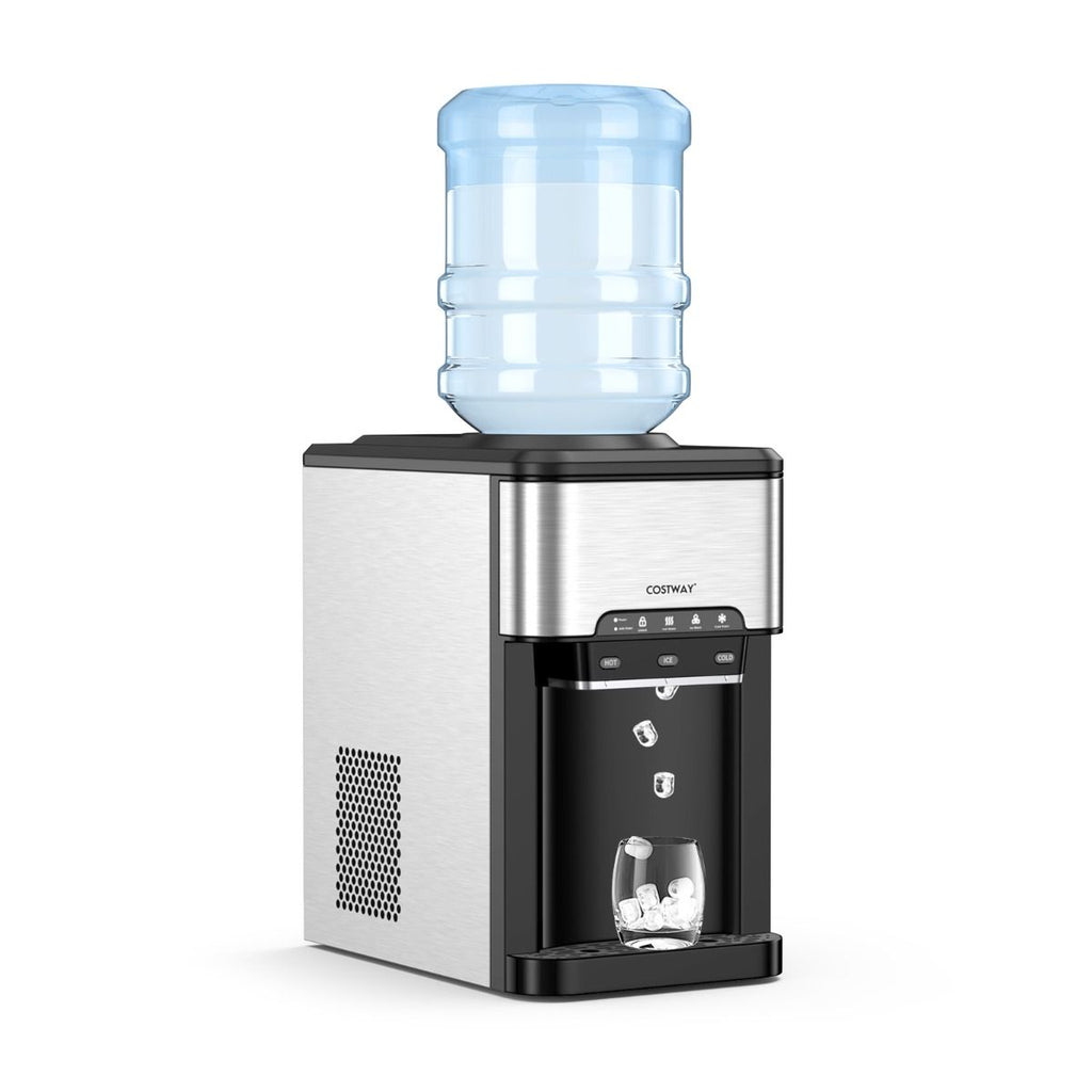 Machine à Glaçons 3 en 1 avec Distributeur d'Eau Froide/Chaude 20 kg en 24h Cube de Glace 6-13 min pour Maison Bureau Bar -