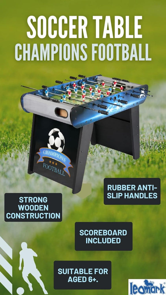 Leomark Champions Table de babyfoot Table en Bois Jeu de Football, Table de Baby-Foot, Baby Foot