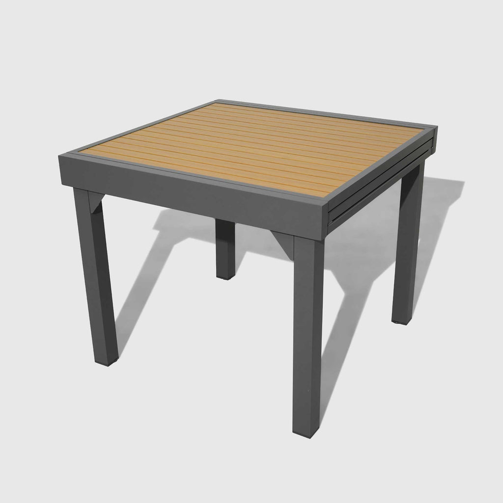 Table de jardin extensible en aluminium 8 places effet bois (90/180 x 90 cm) Murano Gris anthracite - Action-sport36 -