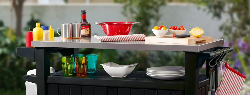 Desserte barbecue gris UNITY XL - 207 litres - 134 x 51.7 x 89.6 cm