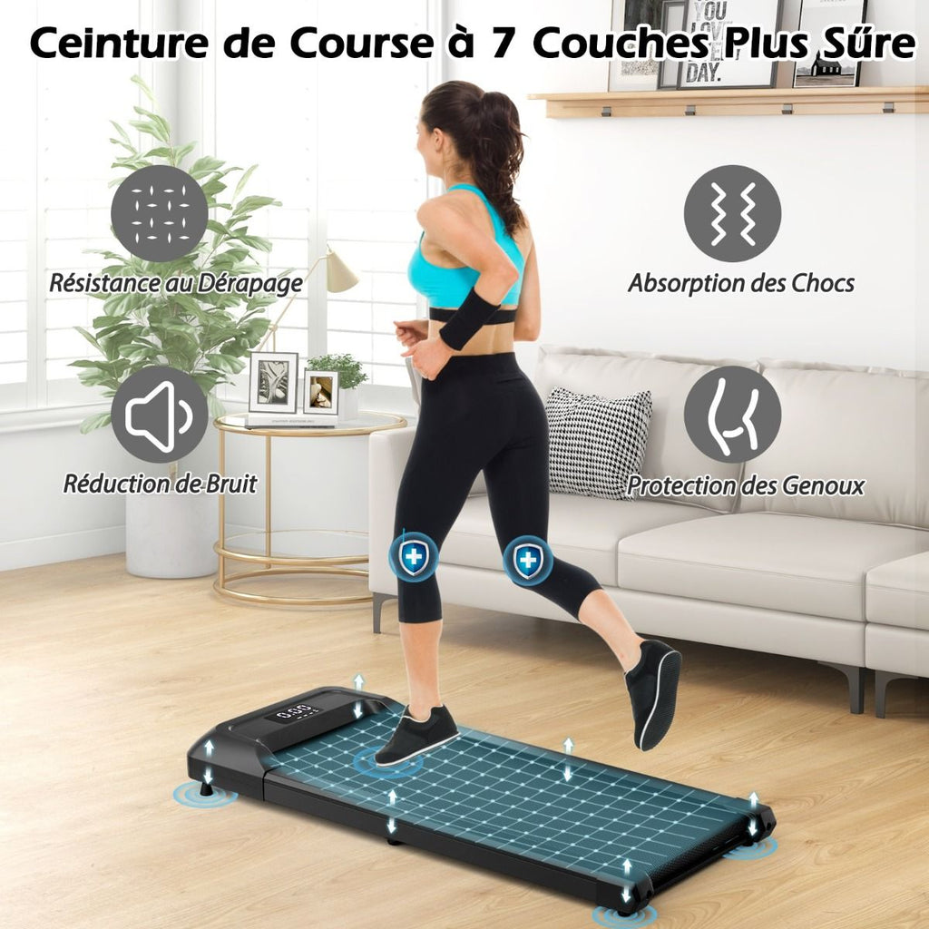 Tapis de Course Mince Tapis de Jogging avec Capacit de 120 Kg Tlcommande et cran Led Inclinable  Roulettes Tapis de Course  Glisser Gris/Noir/Rose -