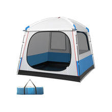 Load image into Gallery viewer, Tente de Camping pour 5 Personnes Tente Dôme Étanche avec Porte et Fenêtres en Maille Sac de Transport 248x248x230cm Bleu + Blanc -