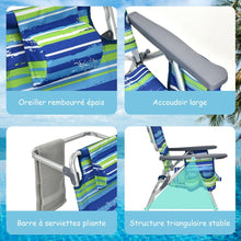 Load image into Gallery viewer, Lot de 2 Chaises de Camping Plage Pliante Table Enroulable en Aluminium Appui-tête Dossier Réglable à 5 Positions 6 Couleurs au Choix -