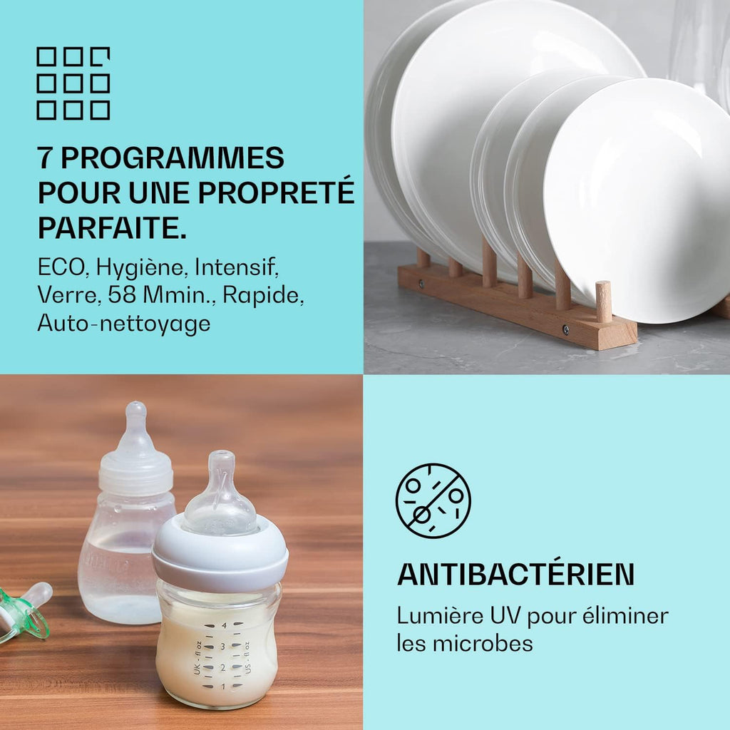Mini Lave Vaisselle de Table de 8 Couvert,Silencieux,6 Programmes de Lavage,Portable,Facile à Installer pour la Maison et Bureau -