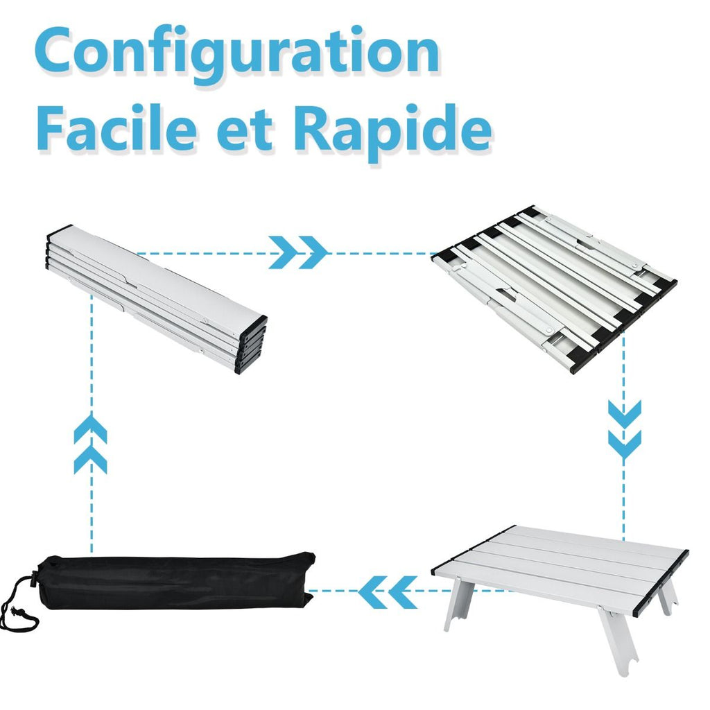 Lot de 2 Chaises de Camping Plage Pliante Table Enroulable en Aluminium Appui-tête Dossier Réglable à 5 Positions 6 Couleurs au Choix -