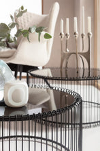 Load image into Gallery viewer, Kare Design Tables Basses Wire, Lot de 2, Noir, Rond, Acier, Plateau de Table en Verre, Diamètre 70/60cm, Style Moderne, Élégante, Table Basse Salon, Deco Intérieur, Décoration Chambre