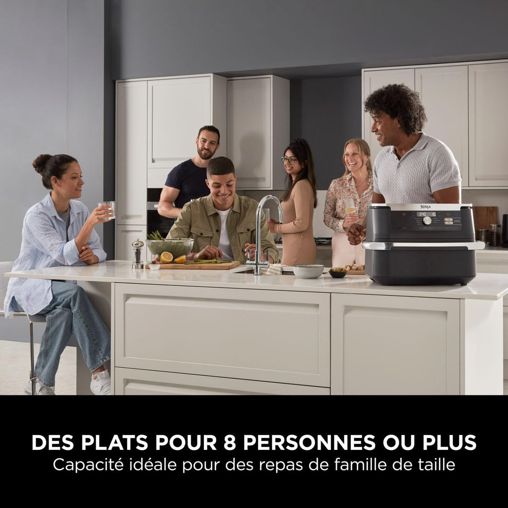 Foodi FlexDrawer Air Fryer,Dual Zone Avec Sparateur Amovible,Grand Tiroir de 10,4 L,7-en-1,Double Zone,Sans Huile,Pices Antiadhsives Compatibles Au Lave-Vaisselle,Noir AF500EU