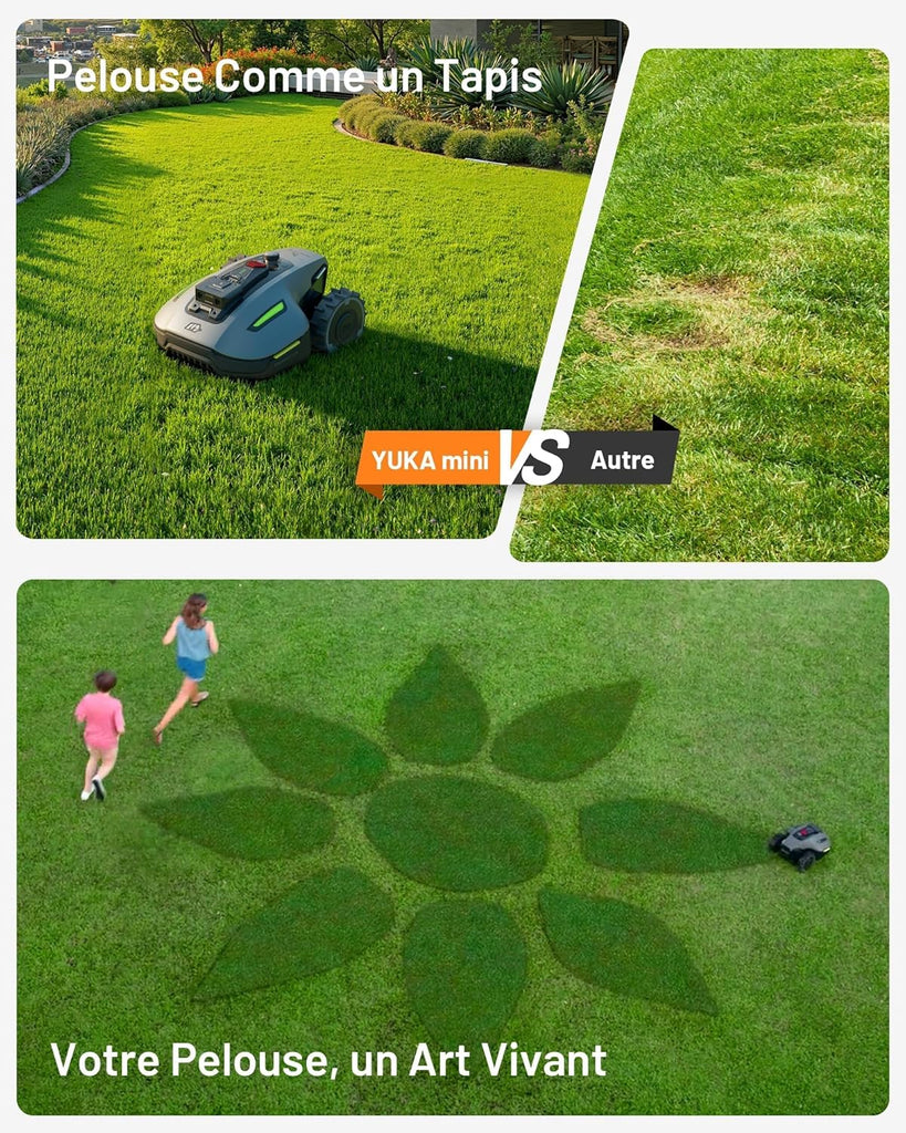 MAMMOTION YUKA Mini 700 Robot Tondeuse sans Fil Périphérique, NetRTK+Vision, Aucune Antenne RTK Requise, Recommandé 700 m², Pente à 50%, Cartographie Automatique, avec Module 4G