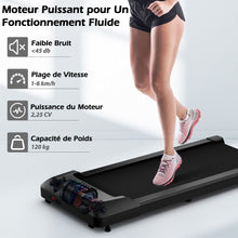 Load image into Gallery viewer, Tapis de Course Mince Tapis de Jogging avec Capacit de 120 Kg Tlcommande et cran Led Inclinable  Roulettes Tapis de Course  Glisser Gris/Noir/Rose -