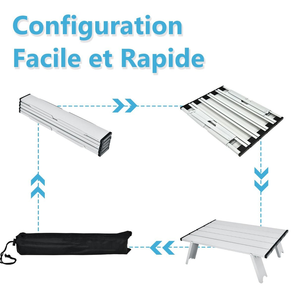 Lot de 2 Chaises de Camping Plage Pliante Table Enroulable en Aluminium Appui-tête Dossier Réglable à 5 Positions 6 Couleurs au Choix -