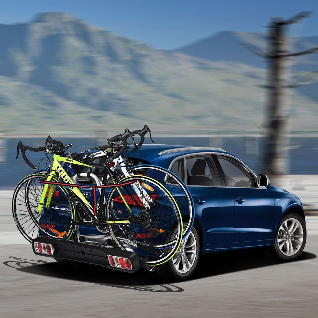 Porte-vélos pour Attelage sur SUV Berline Fourgon pour 2 Vélos Conception Intelligente de Basculement 113x72x63cm -