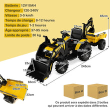 Load image into Gallery viewer, Tracteur Electrique 12 V pour Enfants 3-5 km/h Télécommande MP3 USB Vert/Jaune -