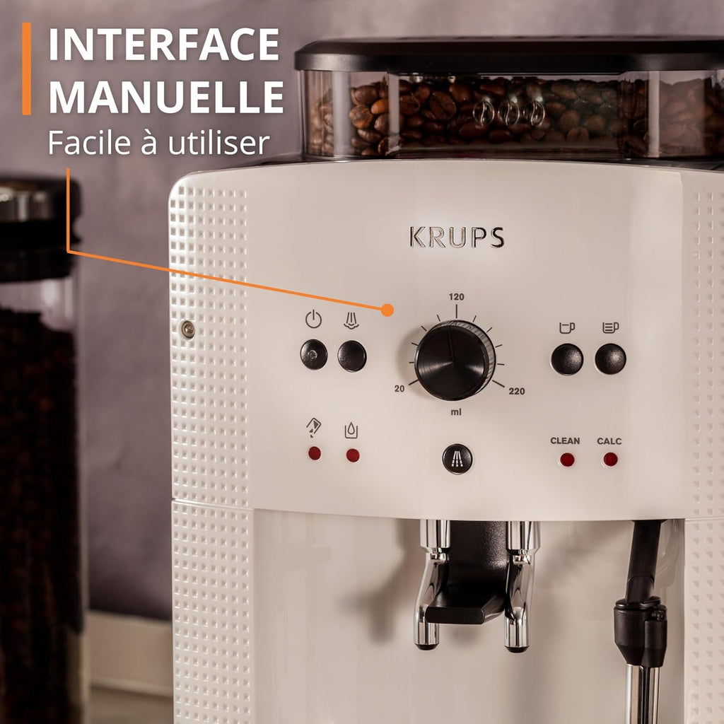 Machine  caf grain,1,7 L,2 tasses en simultan,Nettoyage automatique,Buse vapeur pour Cappuccino,Cafetire espresso,Essential noire YY8125FD,Noir -