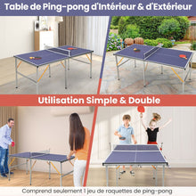 Load image into Gallery viewer, Table de Ping-Pong Pliable Peu Encombrante avec Filet Tennis de Table avec 2 Raquettes 3 Balle Pieds Rglables 180 x 90 x 76 cm -