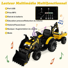 Load image into Gallery viewer, Tracteur Electrique 12 V pour Enfants 3-5 km/h Tlcommande MP3 USB Vert/Jaune -