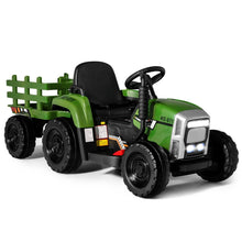 Load image into Gallery viewer, Tracteur Electrique avec Remorque pour Enfants 3 Vitesses Lumires LED Fonctions o USB et Bluetooth Jaune/Rose/Rouge/Vert/Vert Fonc/Noir -