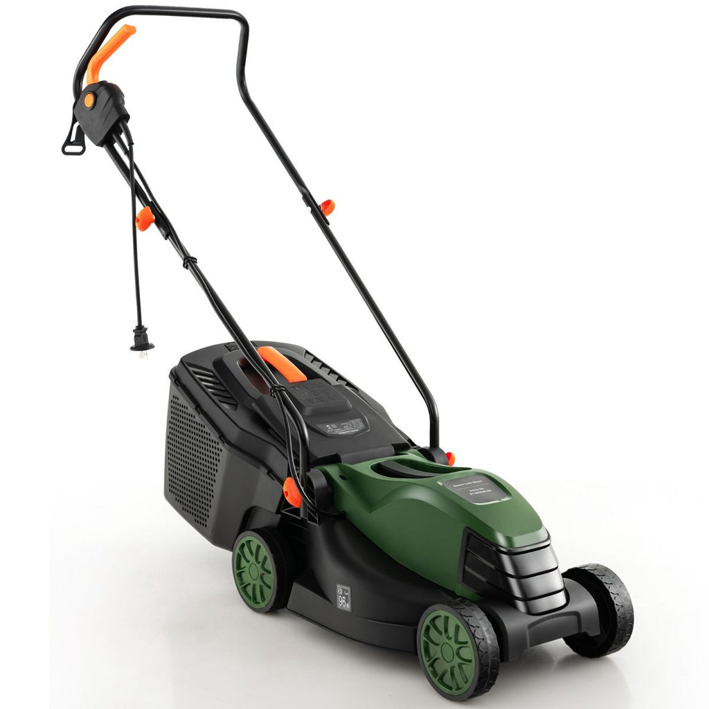 Tondeuse à Gazon Électrique Filaire 1500 W 4015 TR/Min Boîte de Collecte 35 L 3 Hauteur Réglables 25-65 MM Largeur de Coupe 34 CM Vert -