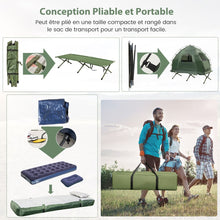 Load image into Gallery viewer, Tente de Camping avec Lit pour 1 Personne Lit de Camping Pliant 5 en 1 avec Matelas Pneumatique Oreiller Sac de Couchage Tente Surélevée Étanche -