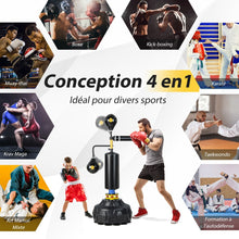 Load image into Gallery viewer, Sac de Frappe sur Pied Entraîneur de Vitesse en Boxe Barre Pivotante à 360° Punching Ball Hauteur Réglable 168-201cm pour MMA Adolescents &amp; Adultes -