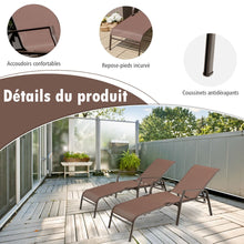 Load image into Gallery viewer, Lot de 2 Chaises longues avec Dossier Réglable Tissu Respirant Structure Robuste en Acier Charge Max 150KG -