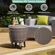 Load image into Gallery viewer, Table Glacire 37L pour Jardin 3 en 1 avec Plateau Tlescopique Seau  Glace d'Extrieur pour Cocktails Bire 脴48x58/83cm Marron+Blanc -