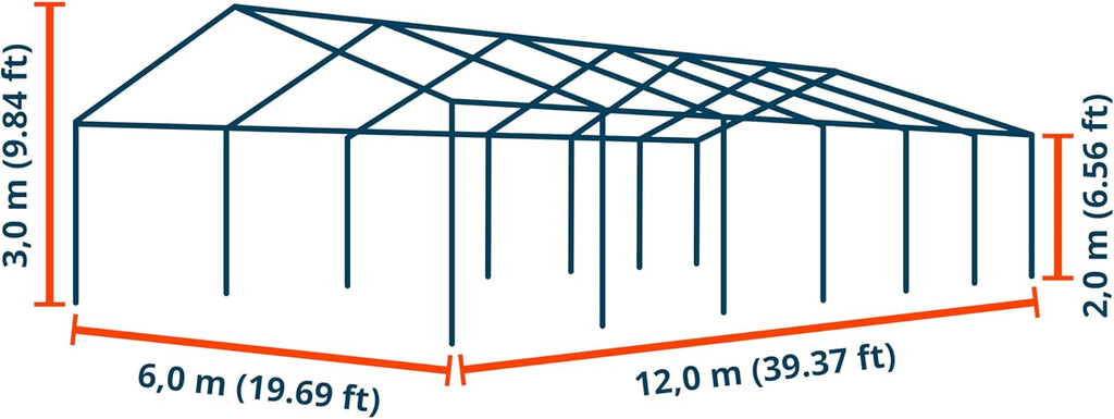 TOOLPORT Tente de Stockage 6x12 m abri bâche PVC 700 N imperméable Blanc