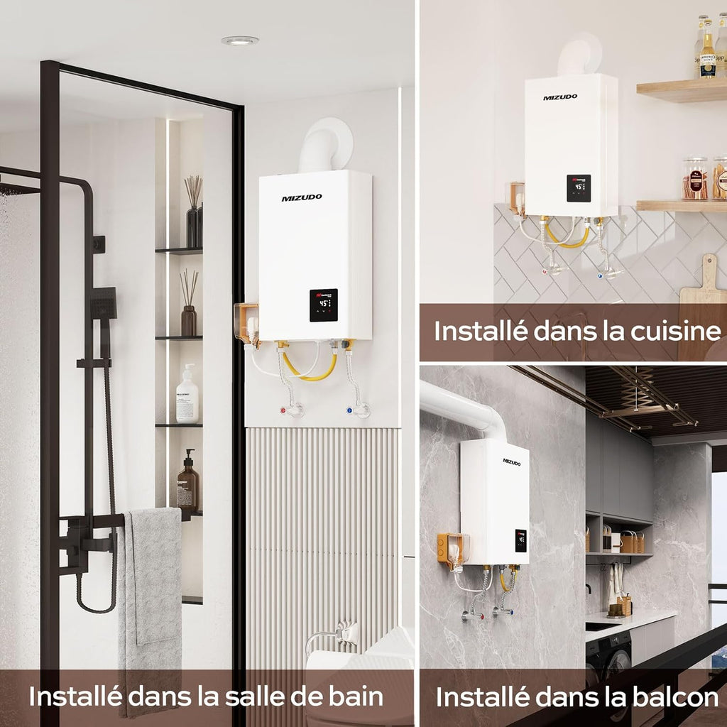 MIZUDO 11L Chauffe-Eau à Gaz Instantané Propane Indoor, avec indicateur LED pour Usage Domestique