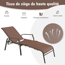 Load image into Gallery viewer, Lot de 2 Chaises longues avec Dossier Réglable Tissu Respirant Structure Robuste en Acier Charge Max 150KG -