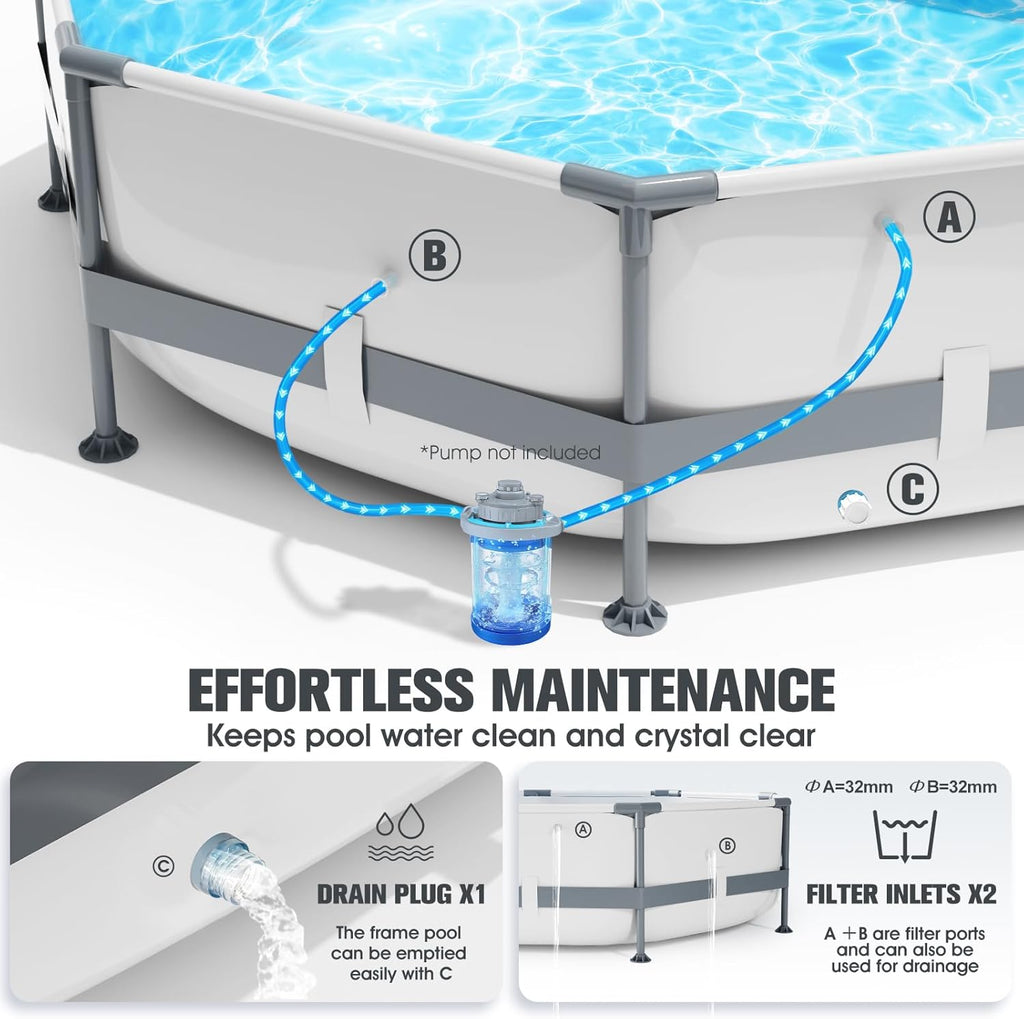 Piscine Tubulaire Ronde 300 x 300 x 76cm,Piscine Hors Sol Ronde avec Matériau Anti-Crevaison,Grande Piscines Steel Frame Adulte Vidange Rapide,Piscines Tubulaire Jardin pour Toute la Famille