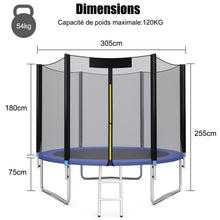 Load image into Gallery viewer, Trampoline de Jardin 脴 305cm avec Filet de Scurit Porte Entre Echelle Noir et Bleu -