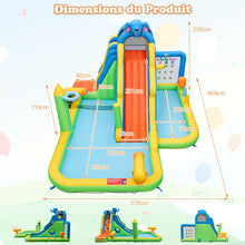 Load image into Gallery viewer, Toboggan Aquatique Gonflable Géant pour Enfants Piscine à Éclaboussures sures Mur D'escalade Canons à Eau Lancer D'anneaux Cerceau (sans Souffleur) Multicolore -